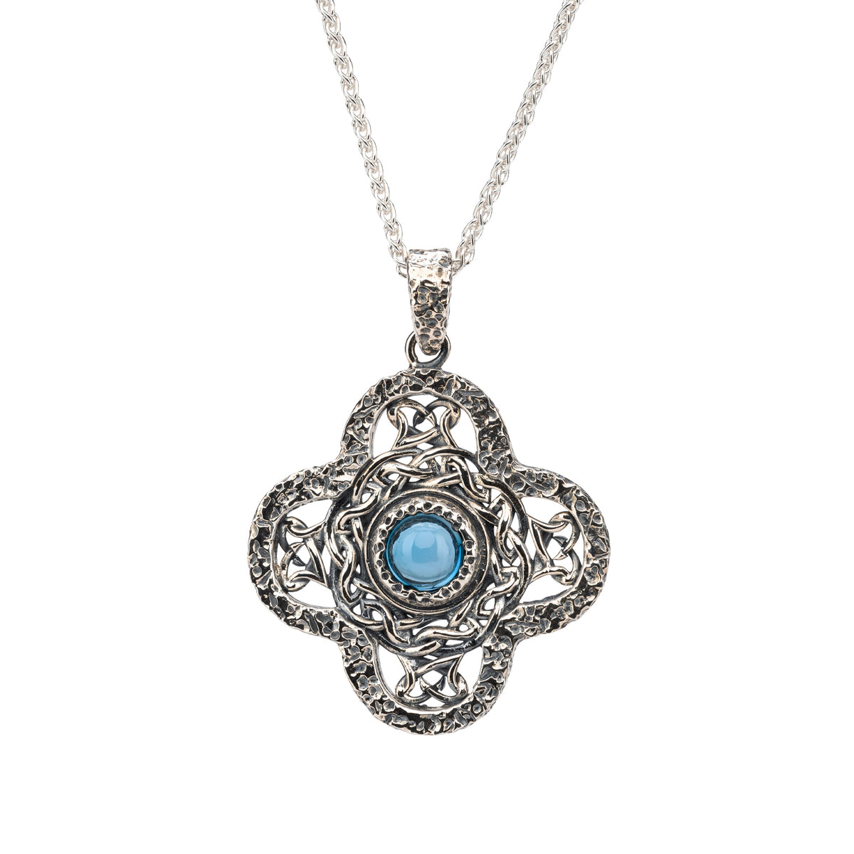 Silver Celtic Whirlpool Pendant - London Blue Topaz-Keith jack