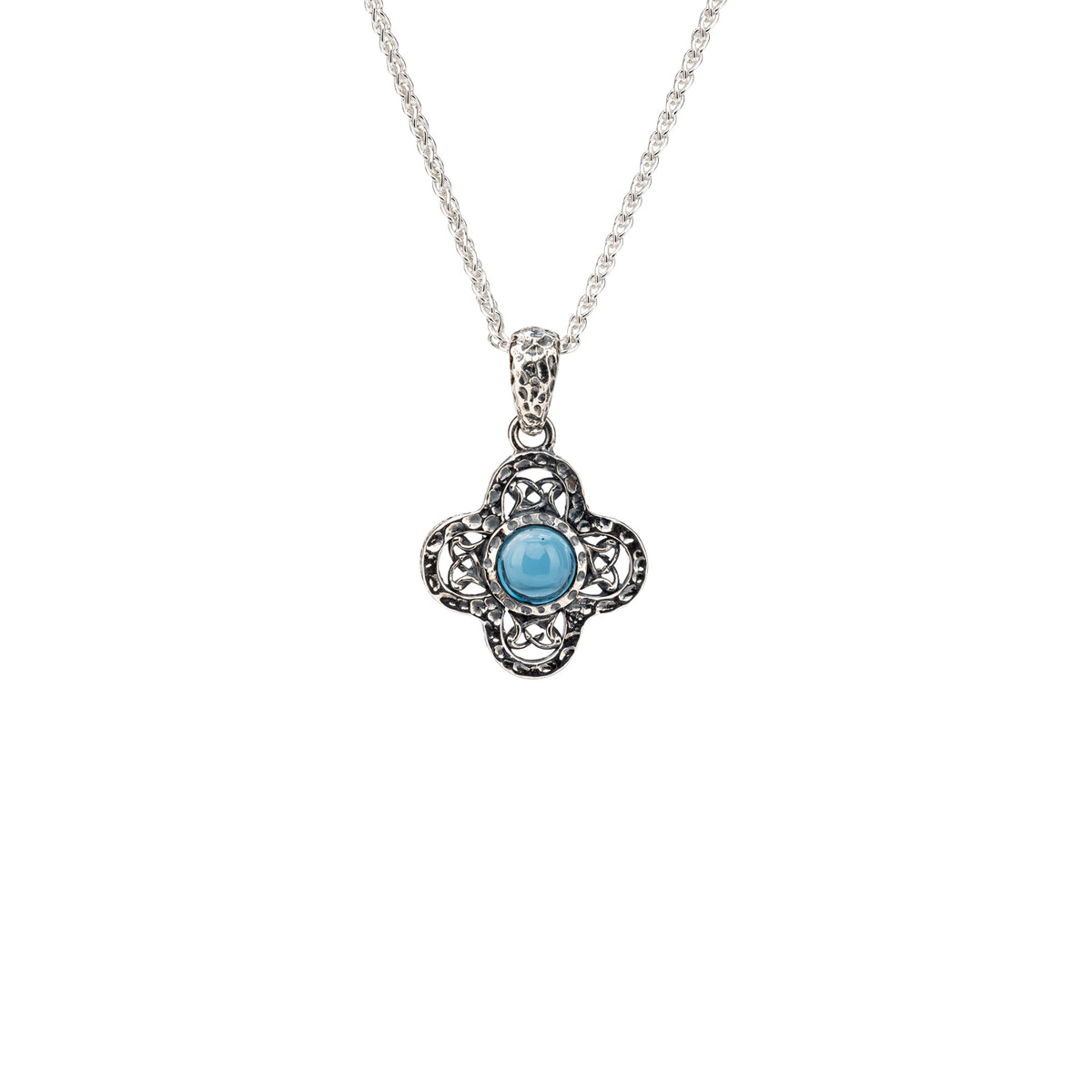 Silver Celtic Whirlpool Small Pendant - London Blue Topaz-Keith