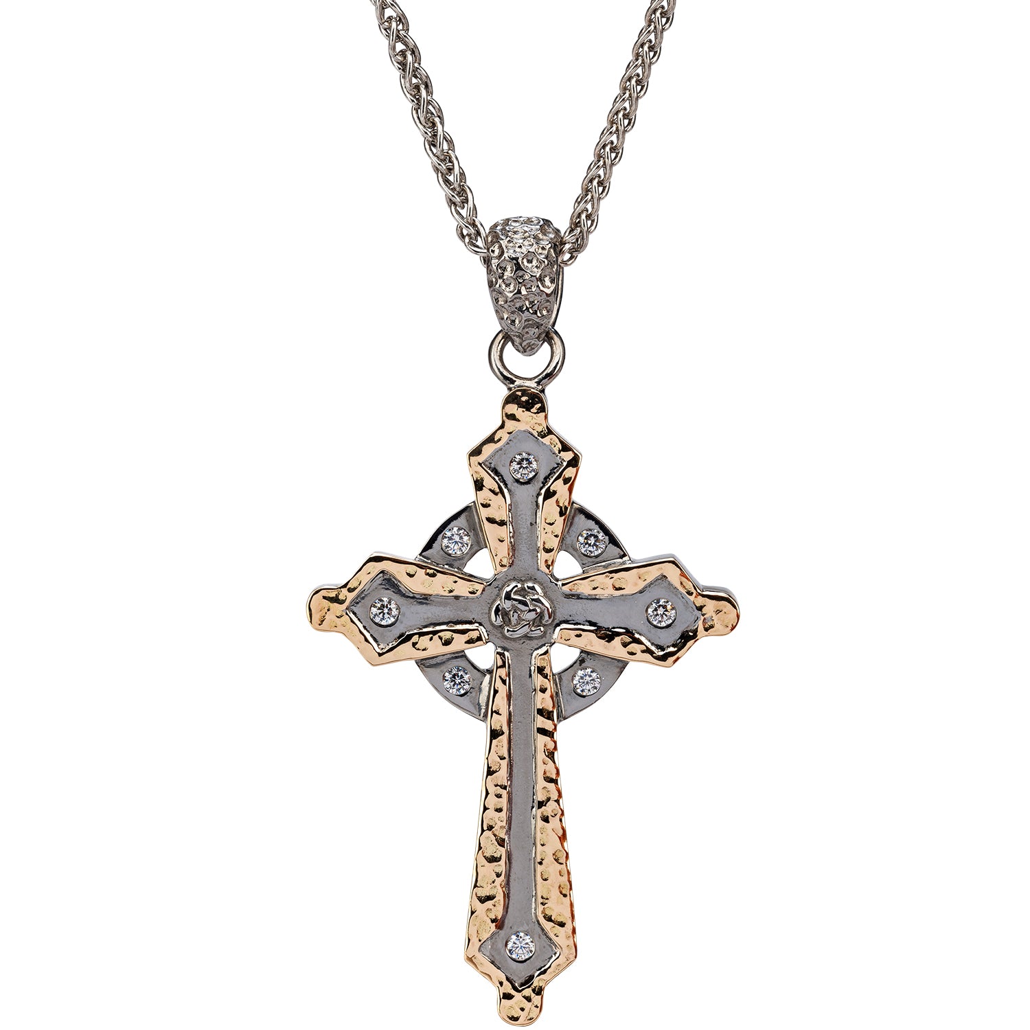 Chain Necklace Gold Celtic Cross Necklace Mens Mens Gold Silver