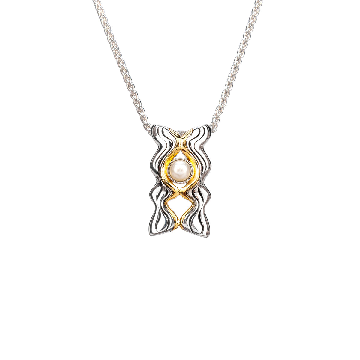 Silver + 10k Gold Rocks 'n Rivers PendantFresh Water PearlKeith Jack