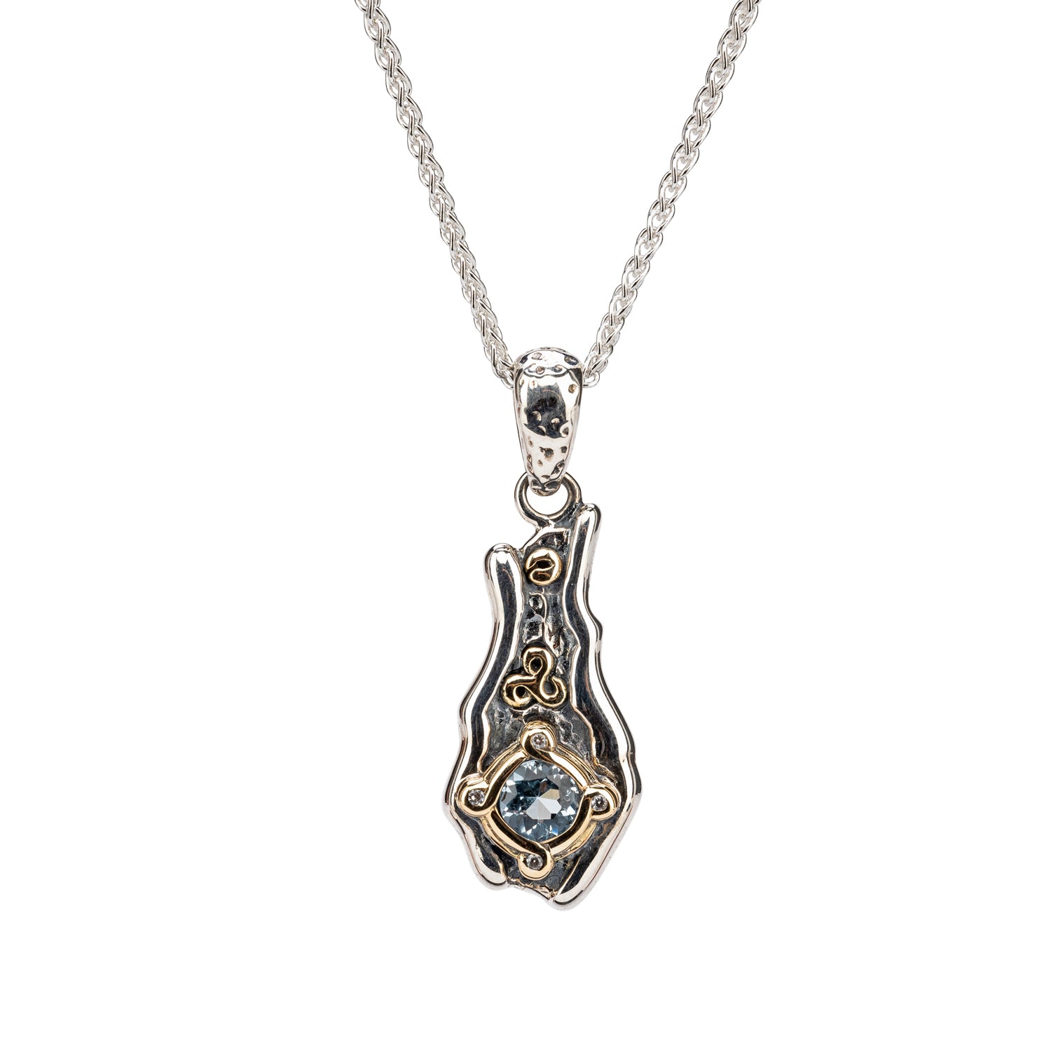 Silver and 10k Gold Rocks 'n Rivers Pendant -Sky Blue Topaz-Keith Jack ...