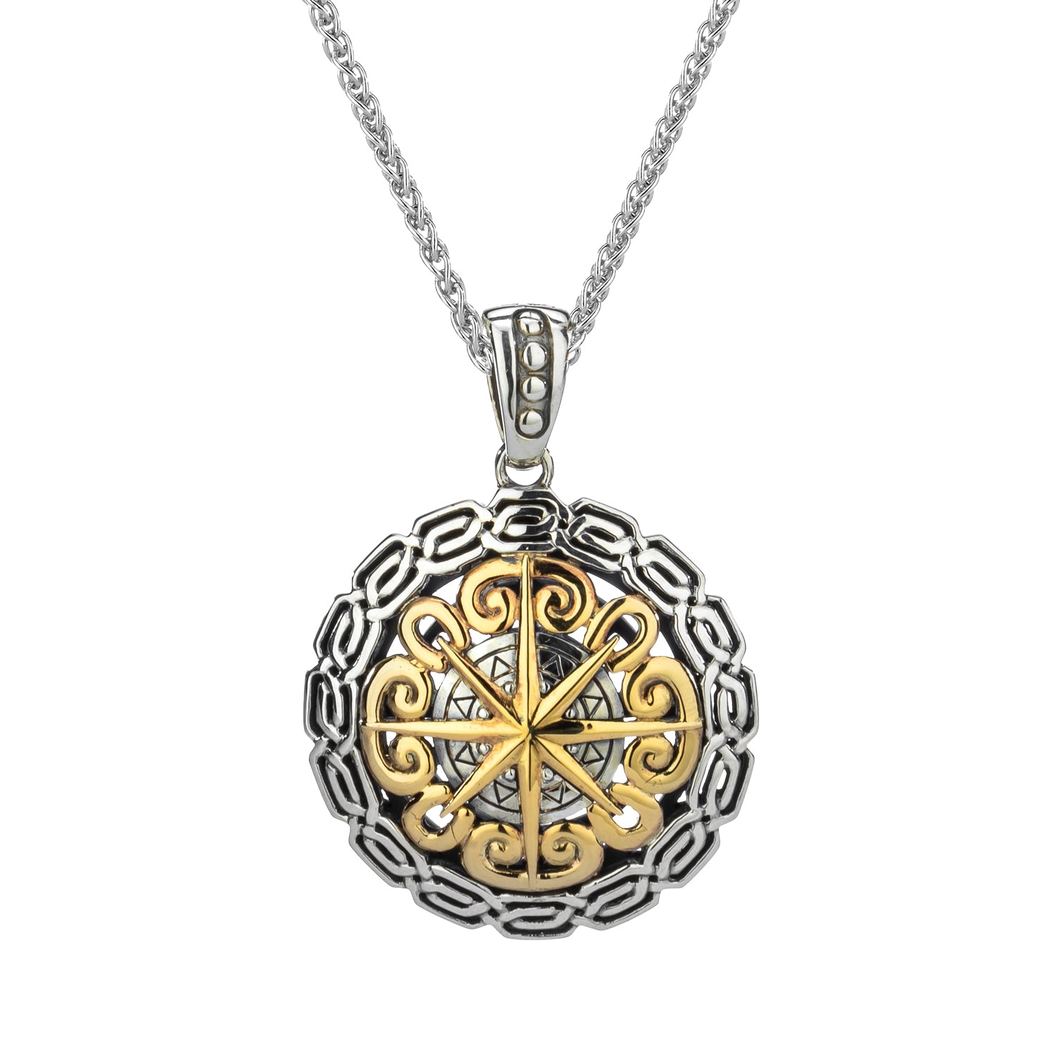 Silver and 10k Gold Compass Pendant-Keith Jack – Keith Jack