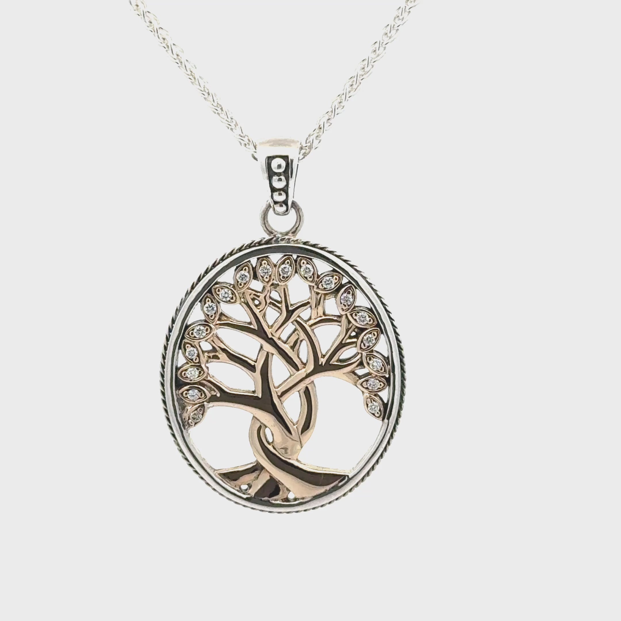 Celtic Sterling Silver,10k Yellow Gold with Diamonds, Tree of Life 