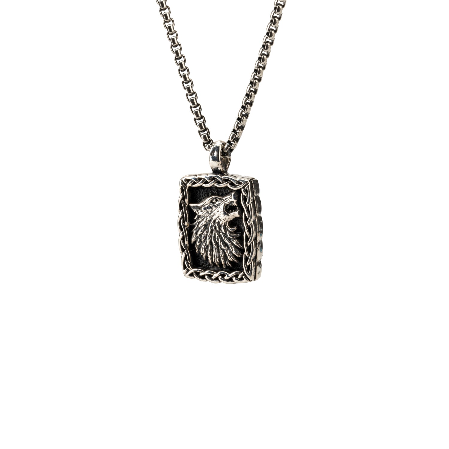 アクセサリー wolfmanjack Silver or Silver and Bronze Wolf Pendant Small - Keith Jack