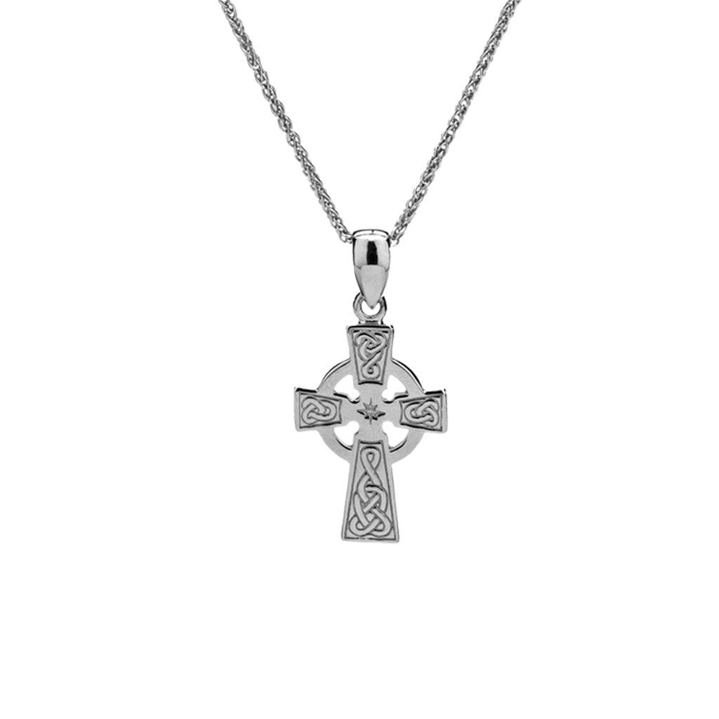 Sterling Silver Celtic Cross Necklace-SE-1911