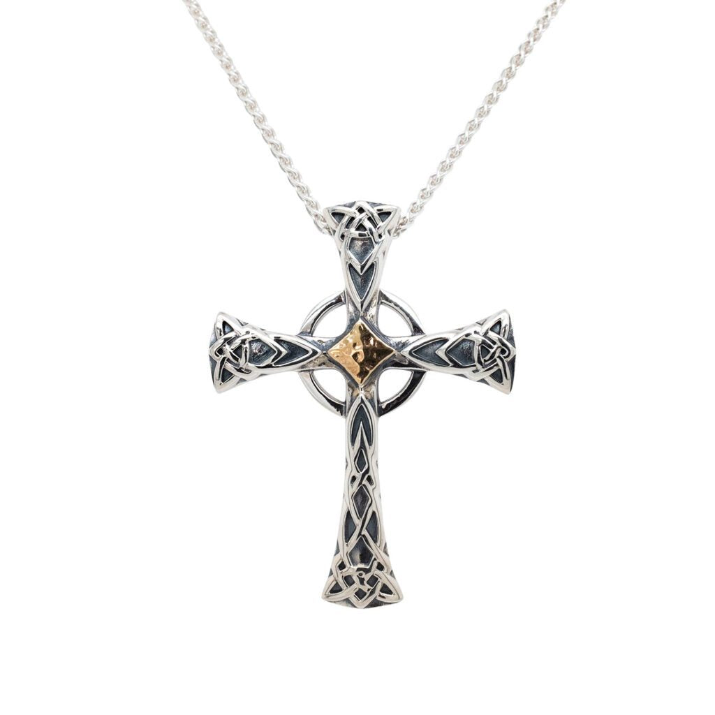 Silver and 10k Gold Celtic Cross Pendant Large-Keith Jack β Keith Jack