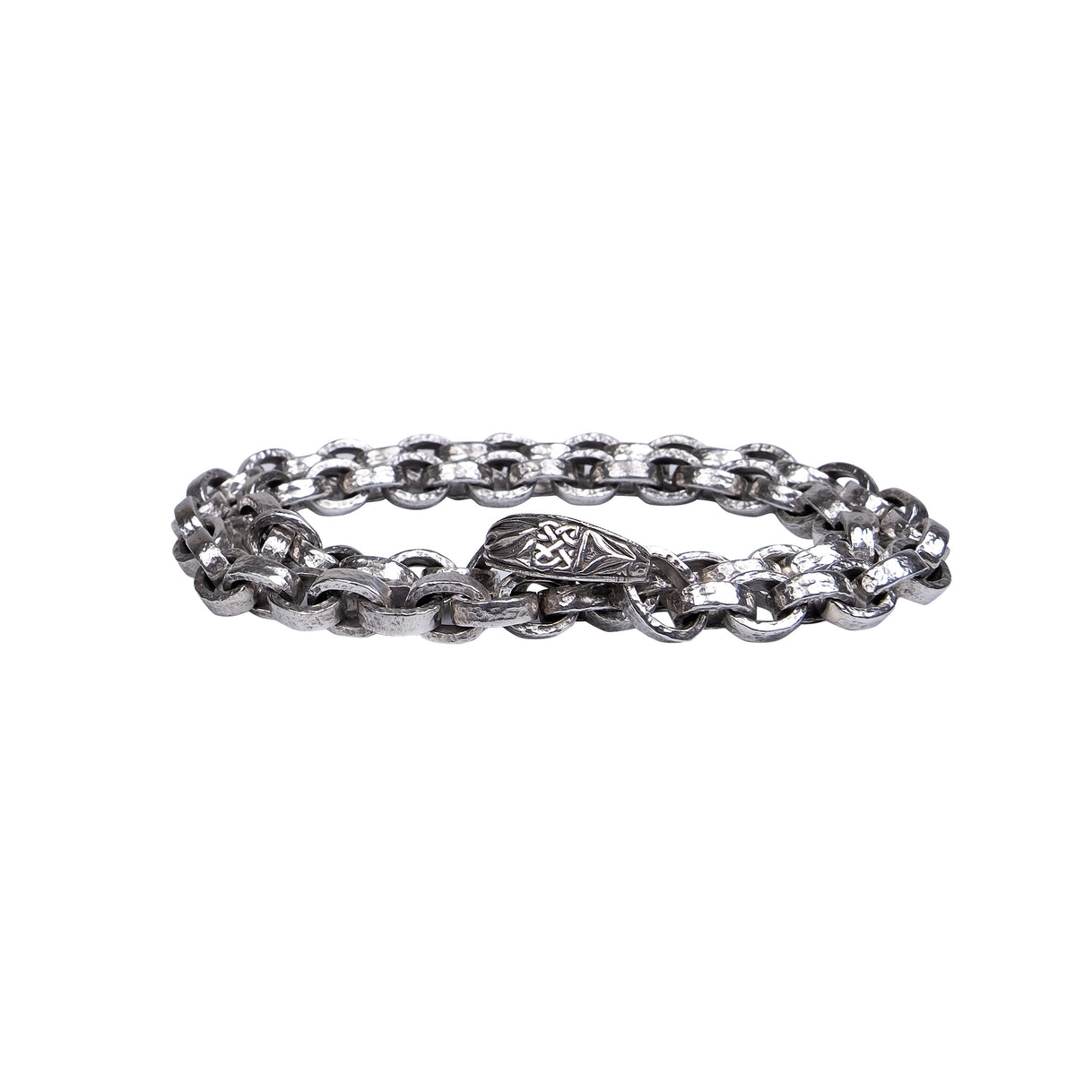 Silver Heavy Oval Ring Hammered Pictish Chain-Keith Jack | Keith Jack