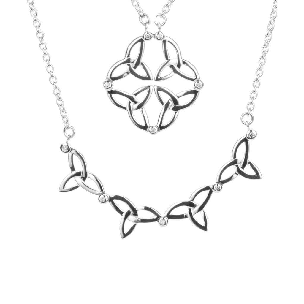 Trinity Knot CZ Celtic Bar Sterling Silver Necklet – House of Claddagh  Irish Collections