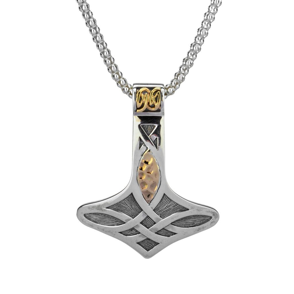 Spoo-Design | Thor's Hammer with Skull, Viking Biker Necklace | 925 vintage  silver chain pendant
