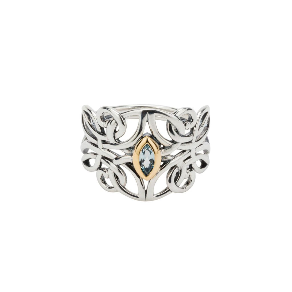 Celtic Guardian Angel Ring Silver + 10k Gold Blue Topaz -Keith Jack ...